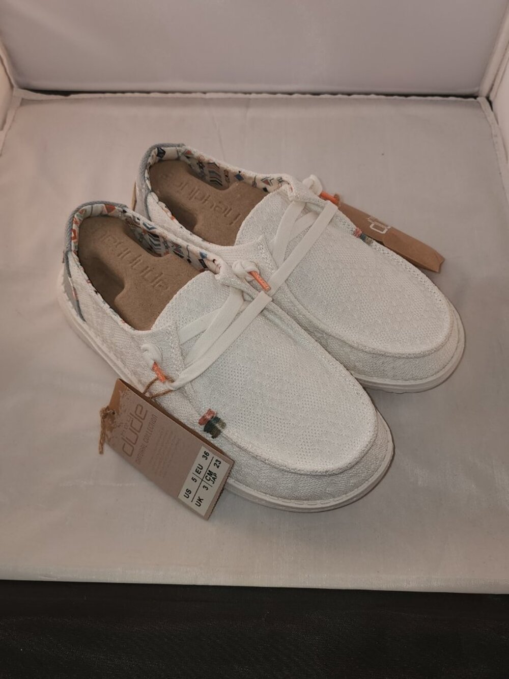 New Hey Dude Wendy Boho White Crochet Loafers - Women’s Size 5 (EU 36) - NIB - Picture 3 of 6